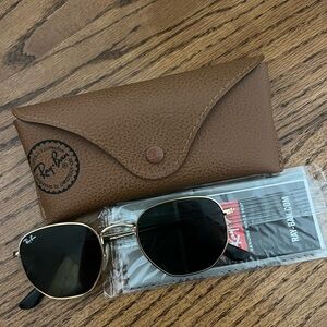 Ray-Ban Black and Gold Hexagonal Sunglasses